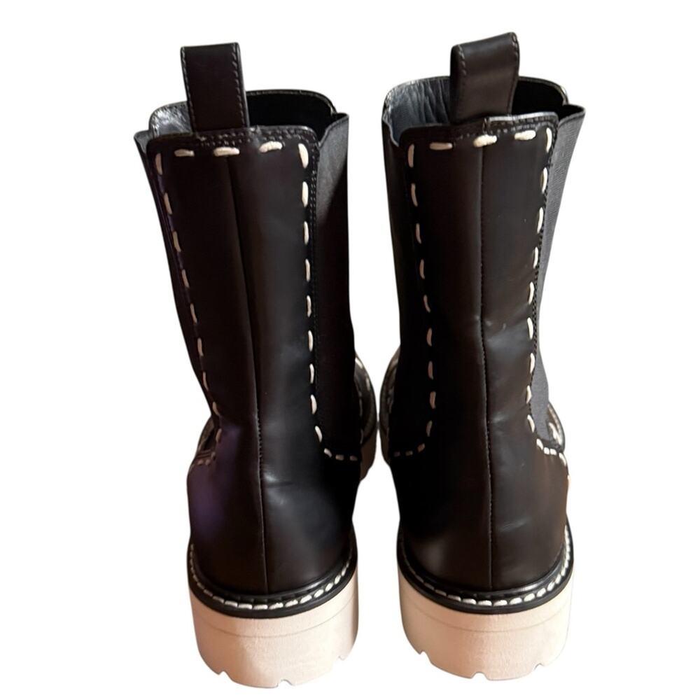 Dolce & Gabbana Leather Combat Boots Mid Calf Contrast Stitch EU 38.5 US 8.5 - Picture 5 of 13